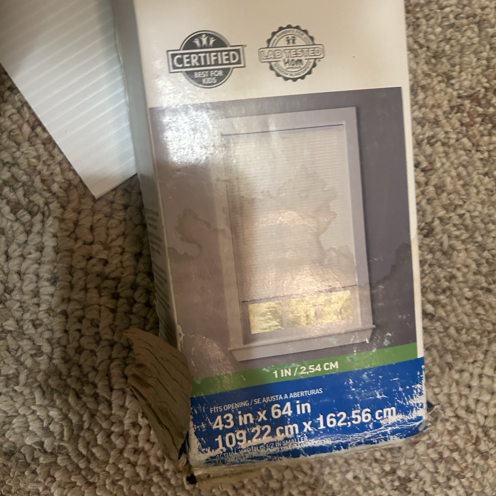 Project Source 1″ Filtering Cordless Vinyl Mini Blinds White 43″ W x 64″ L New