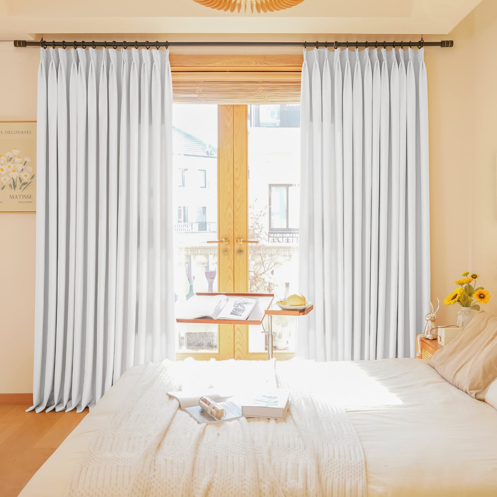 Huto Pinch Pleat Half Blackout Curtains 84 Inches Long Window Treatment For