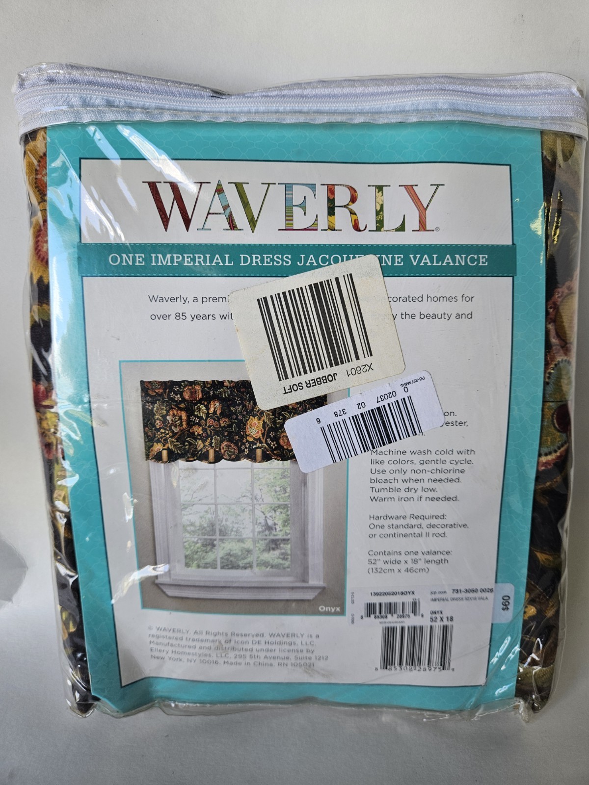 Waverly IMPERIAL DRESS Black Red ONYX Floral Modern VALANCE Farmhouse NEW 52×18