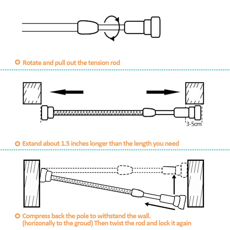 2 Pack Spring Tension Curtain Rods 23-43 Inches, White Spring Loaded Curtain Rod