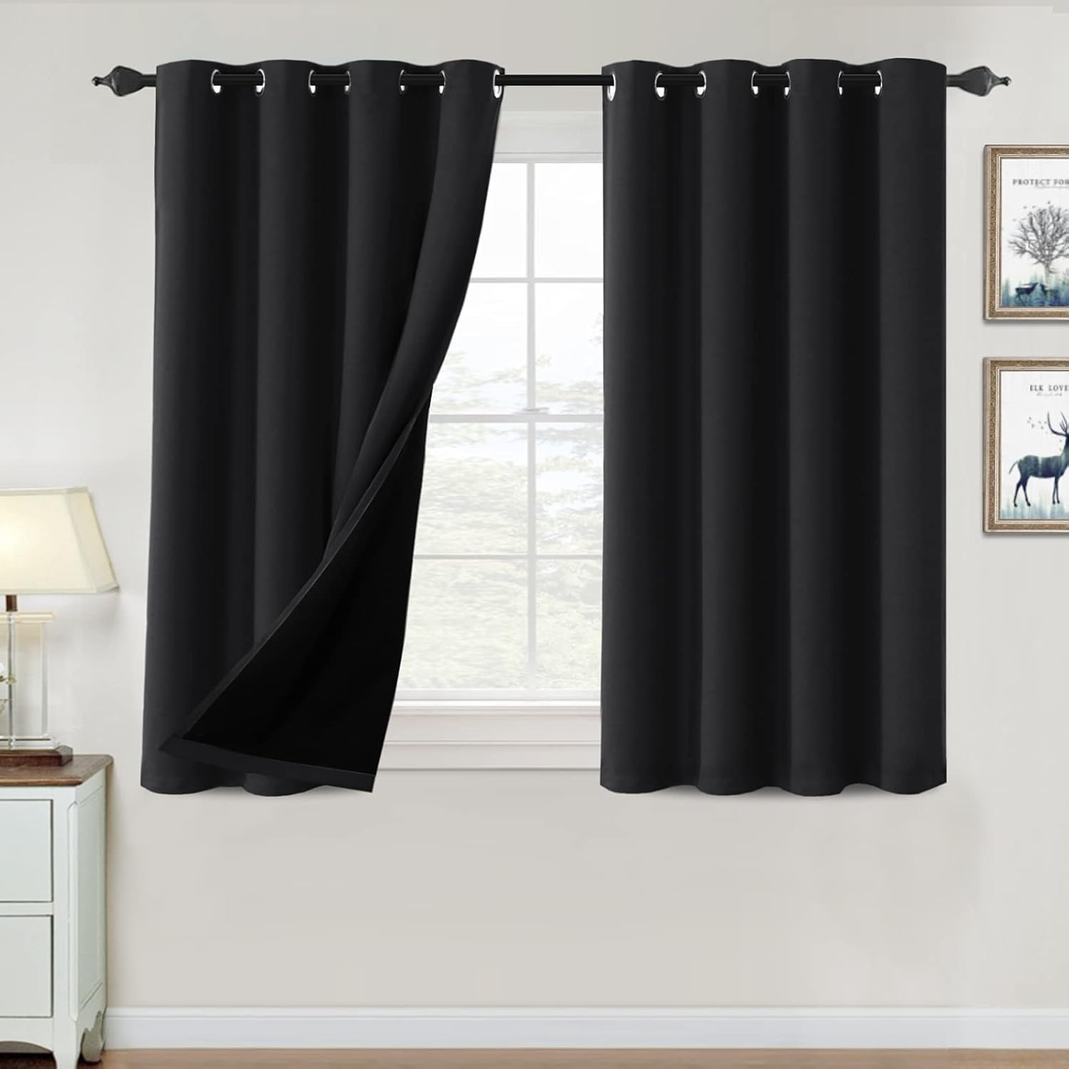 100% Blackout Curtains for Bedroom Thermal Insulated Blackout Curtains 54 Inch L