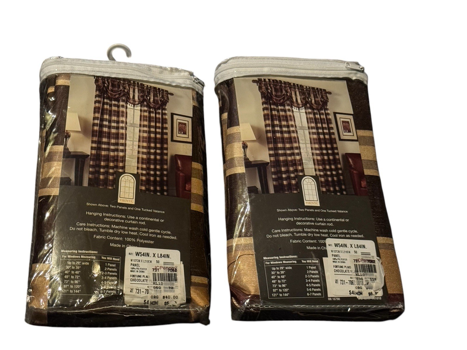 Fortune Plaid Curtain Panels Lot of 2 54×84 Chocolate Brown JCPenney Rustic