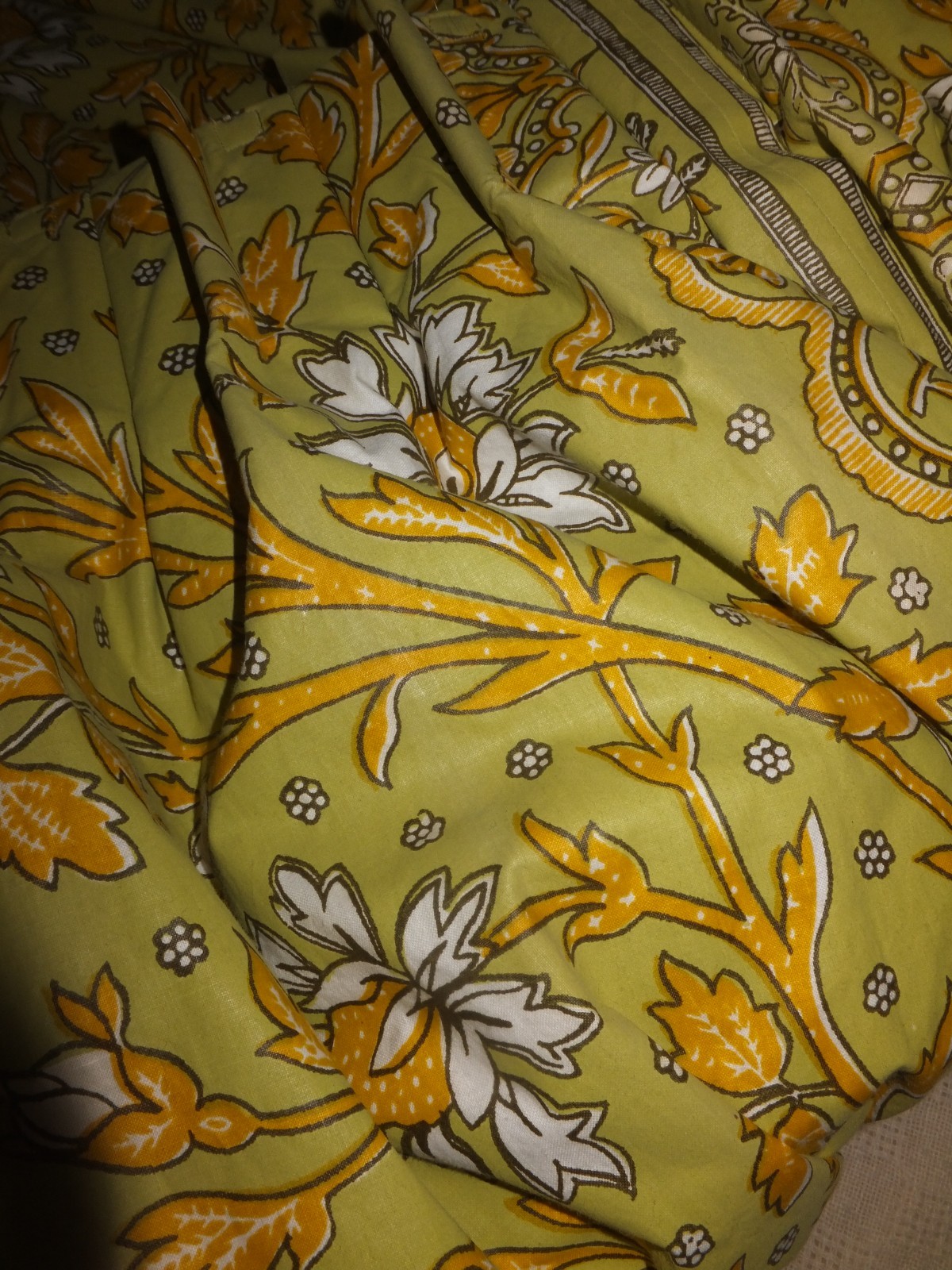 Drapes Custom Pinch Pleated Lined Floral 124X106” Loden Ochre Designer Fab Excel