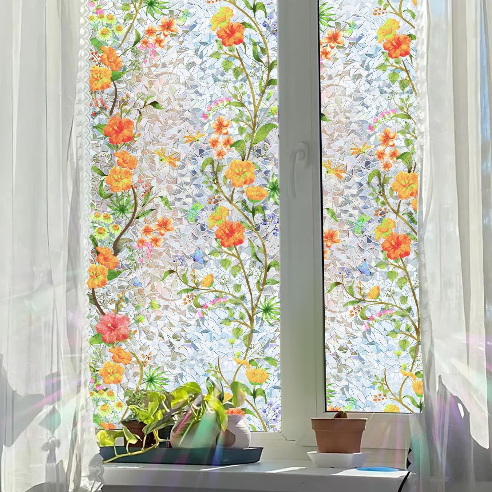 Window Privacy Film, Rainbow LightBlocking Static Cling Film, UV & Heat Block…