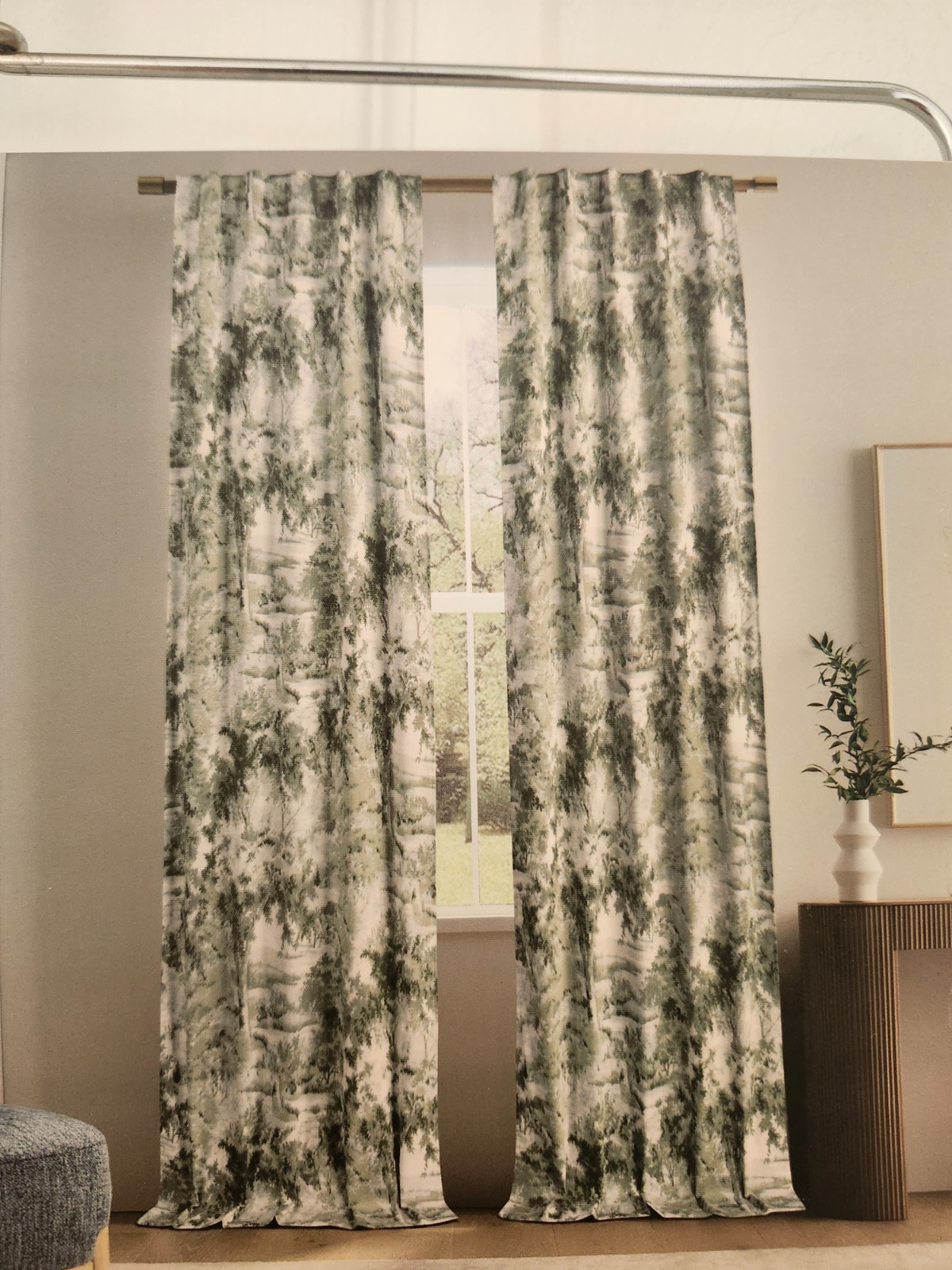 NWT The Pure Collection 2 Window Panels 37″x84″ Green Botanical Cottagecore