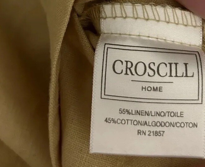 1 Croscill Tan window curtain panel Button Down Linen/Cotton 44”x84” New