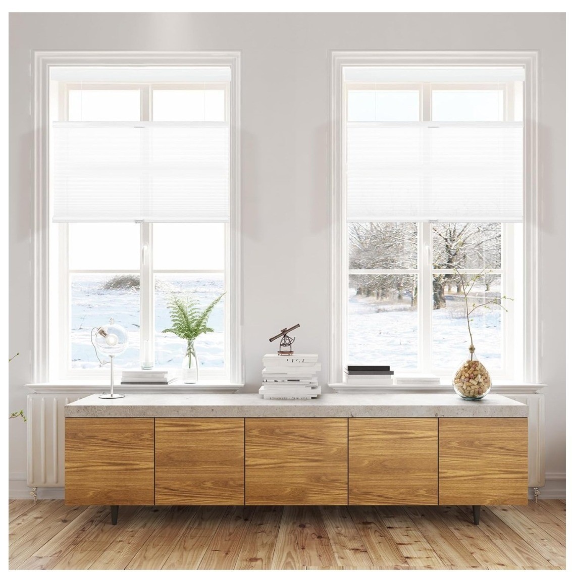 Top Down Bottom Up Cellular Blinds White Honeycomb Shade 35W x 64H Cordless
