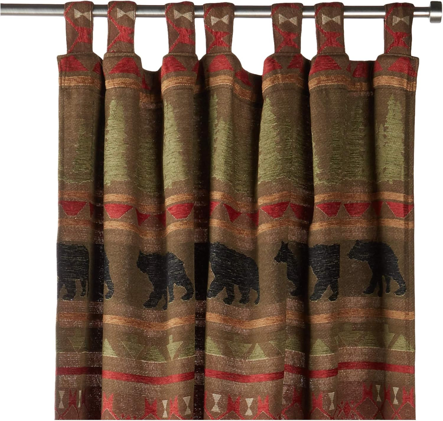Bear Country Woven Chenille Curtain Panel Set – 2 Panels, 54″ x 84″ Each