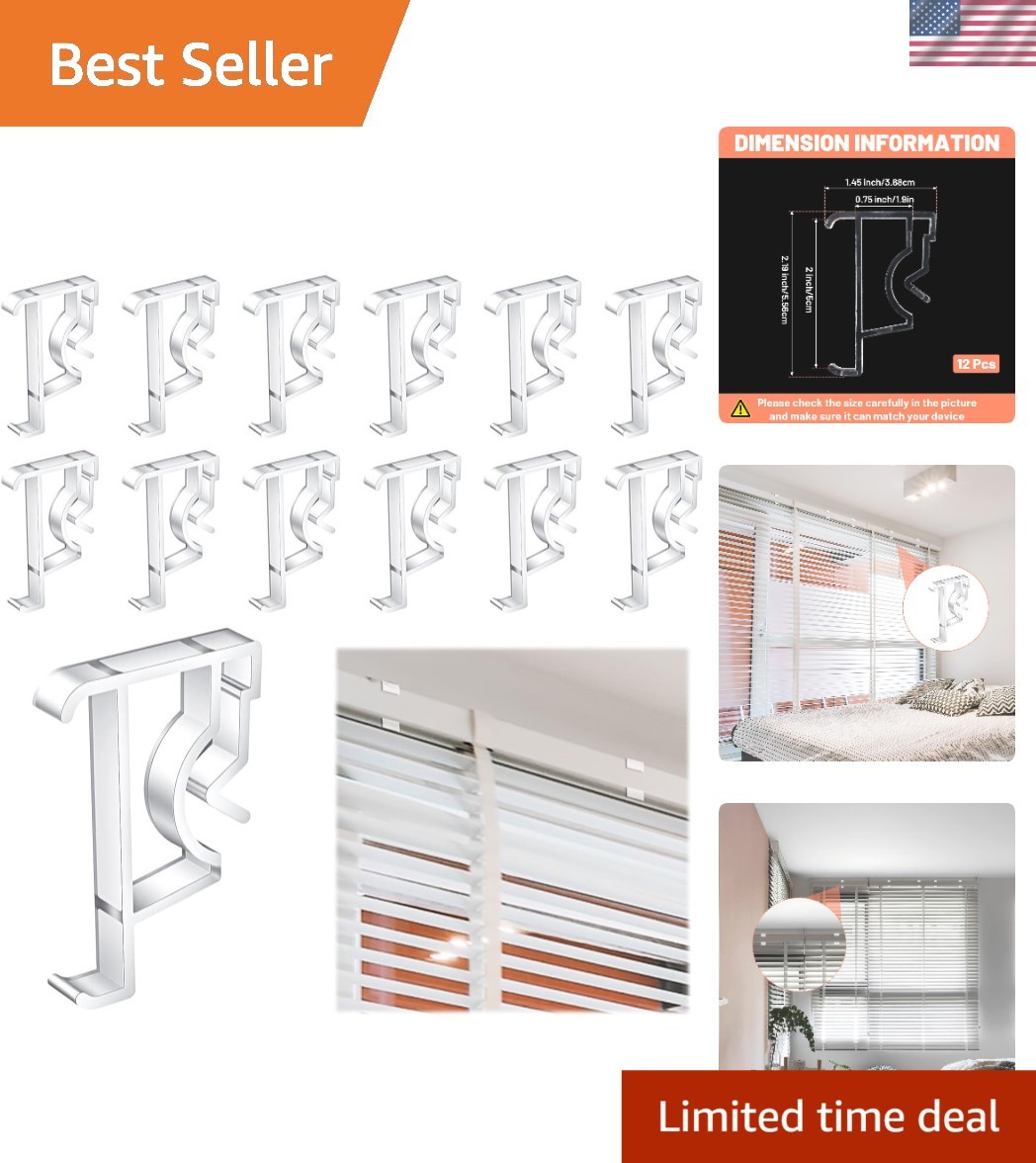 Adjustable Plastic Valance Clips for Blinds – 12 Clear Holders for Windows