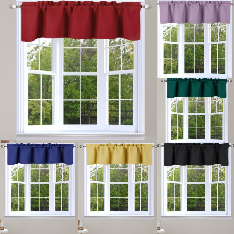 1PC BLACKOUT THERMAL SHORT STRAIGHT VALANCE WINDOW DRESSING TOPPER 54″ WX18″ L