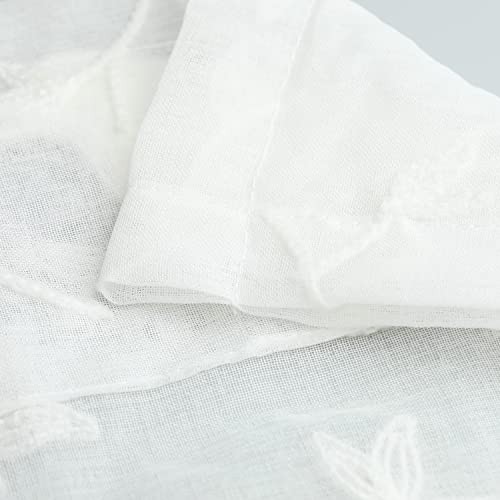 Bird Embroidered Kitchen Valances, White Sheer 60″W x 14″L (Pack of 1) Birds