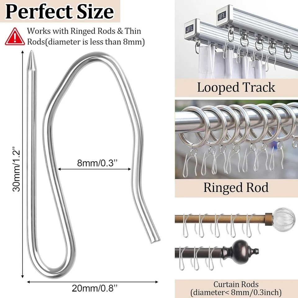 140 Pcs Metal Curtain Hooks S Shaped Drapery Pins Stainless Steel Curtain Clips