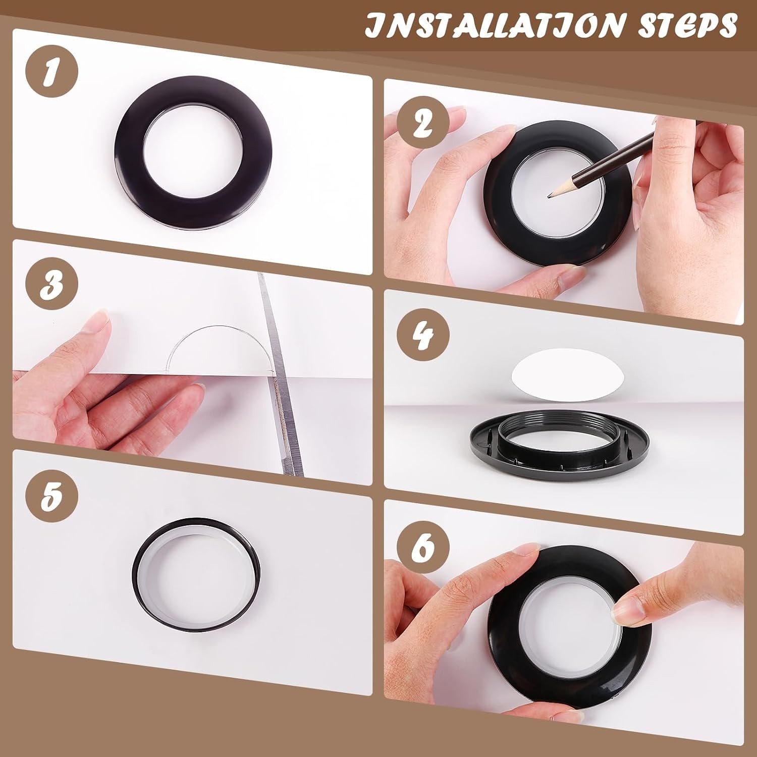 Stylish 16PCS Black Plastic Curtain Grommets – 1-9/16 inch for Home Decor