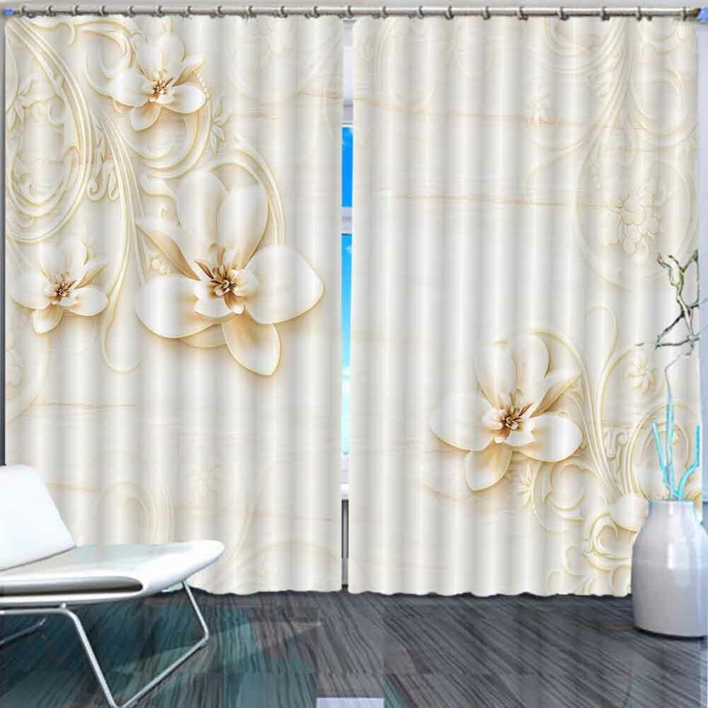 Many White Rhubarb 3D Curtain Blockout Photo Printing Curtains Drape Fabric
