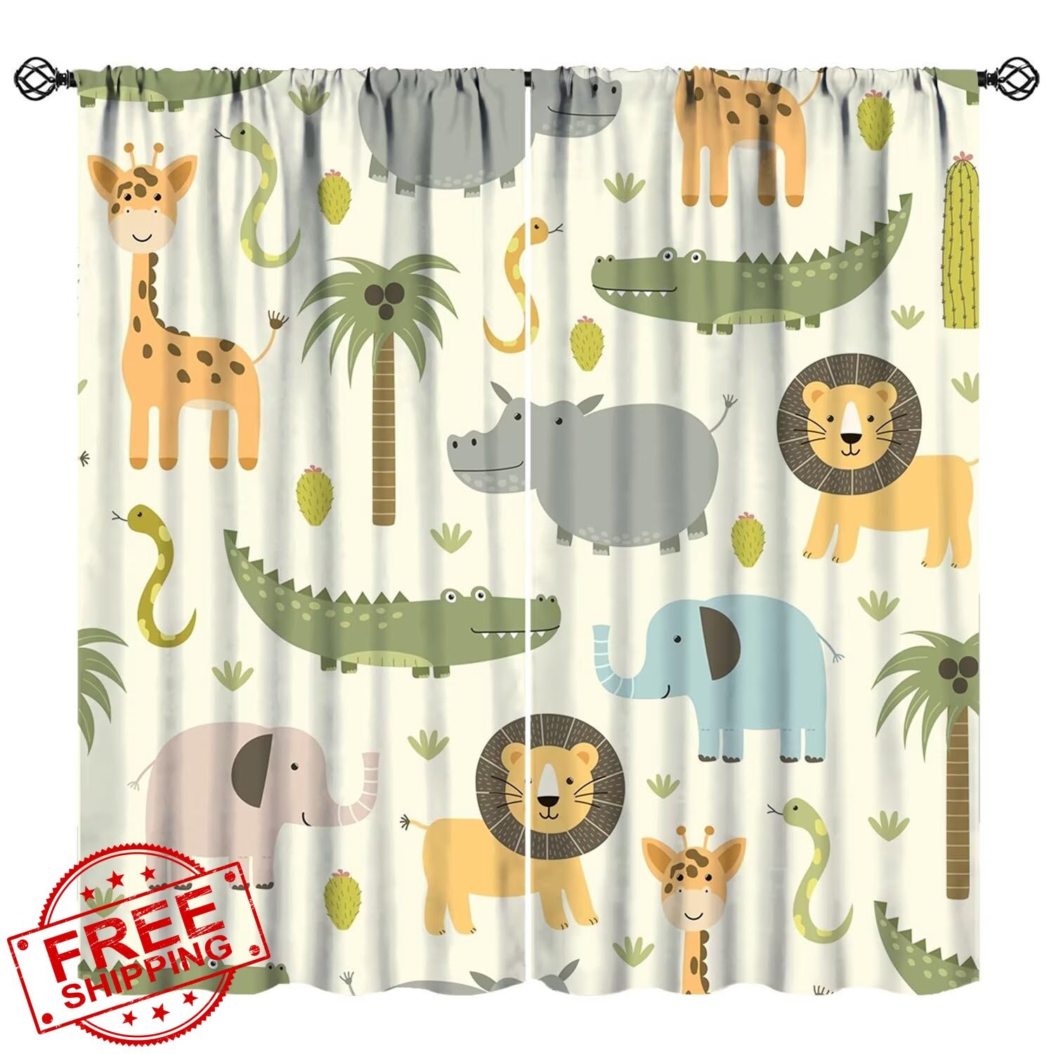 JADERYS Cartoon Forest Animal Curtains 21x54in Style-3