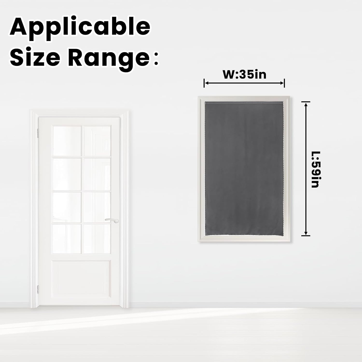 Magic Tape Stick on Curtains Window Shades Pull down Blackout Window Cover Black