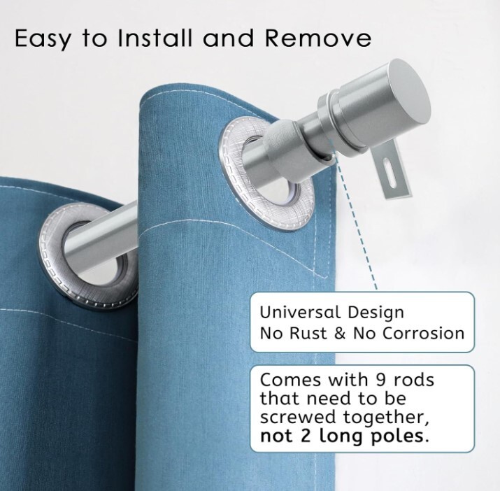 Curtain Rods For Windows 16 To 144 Inches Adjustable Length 1 Inch Diameter Wind