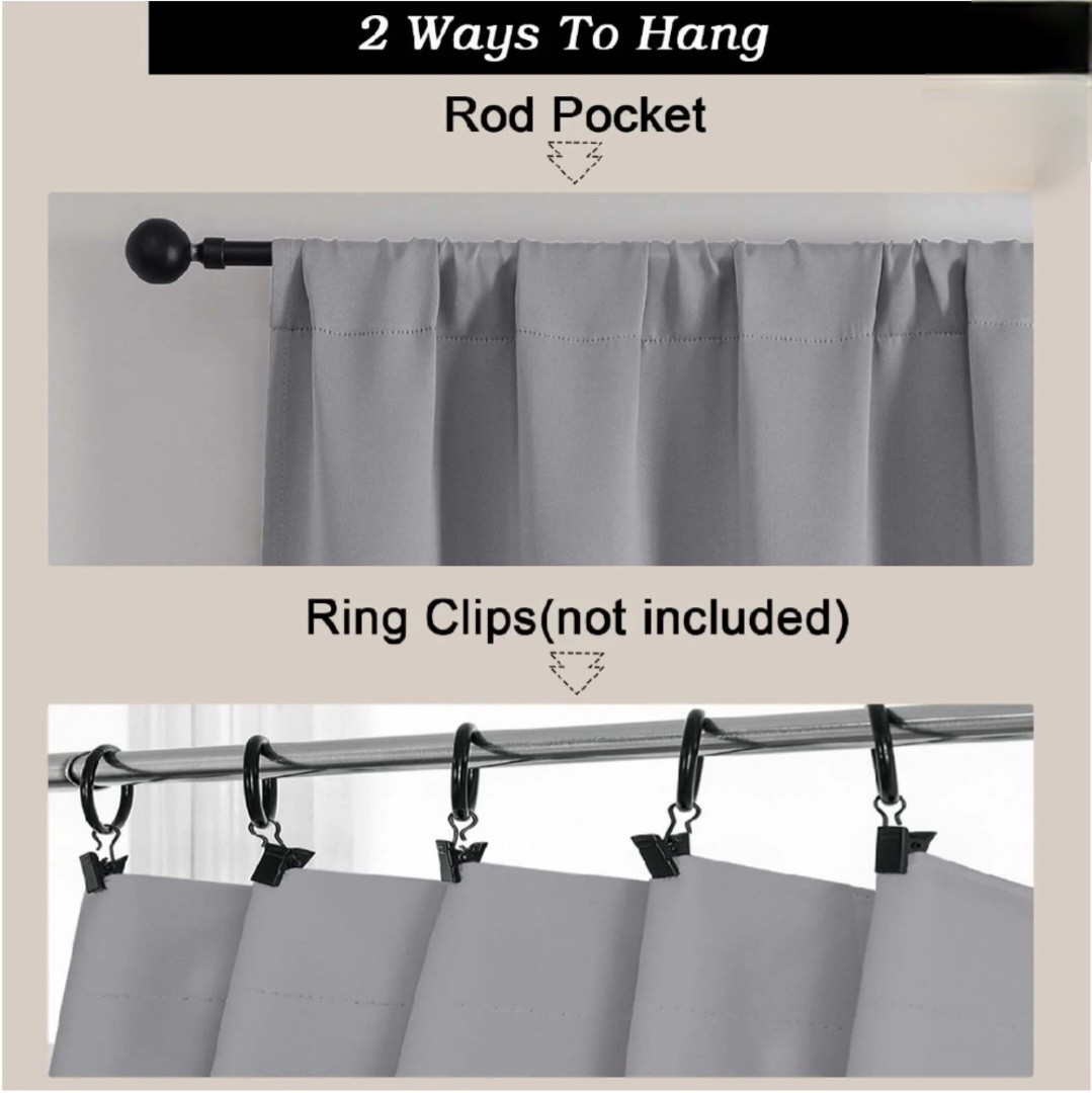 Patin Silver Grey Blacket Curtains 40′”x 54″ Room Darkening, Rod Pocket-2 Panels