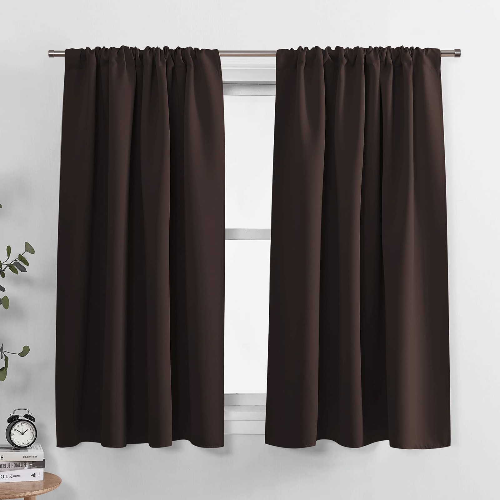 Short Black Out Curtains 40 inch Long for Small Window, Rod Pocket Privacy Ba…