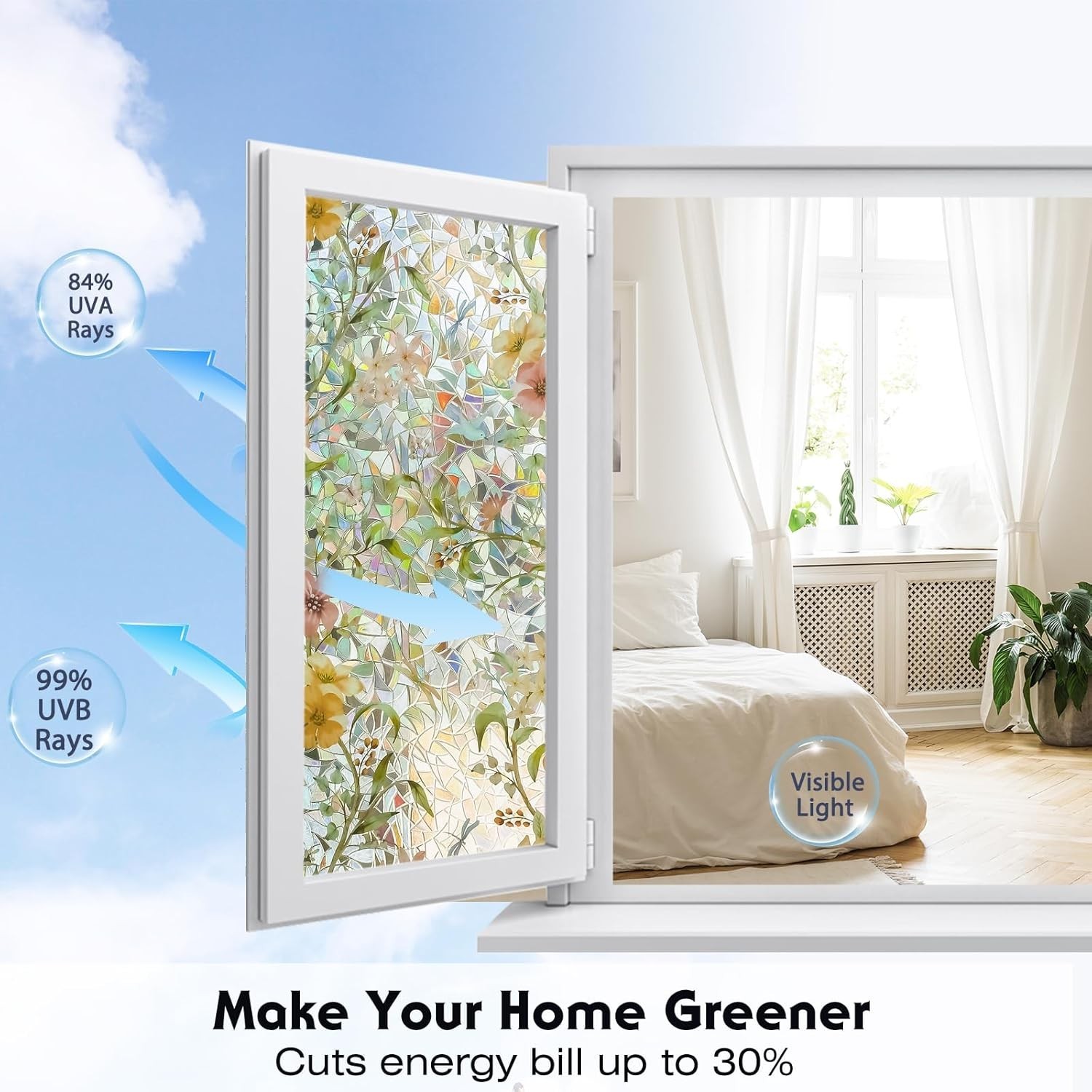Stained Glass Window Film with Installation Tools, Rainbow Window Privacy Fil…