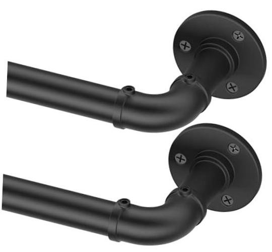 Curtain Rods for Windows 66 to 120, Outdoorout Curtain 72-144 inch/2 Pack Black