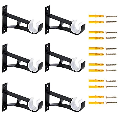 Curtain Rod Bracket, 6 Pcs Heavy Duty Curtain Rod Holders for 1 6 Pack Black1