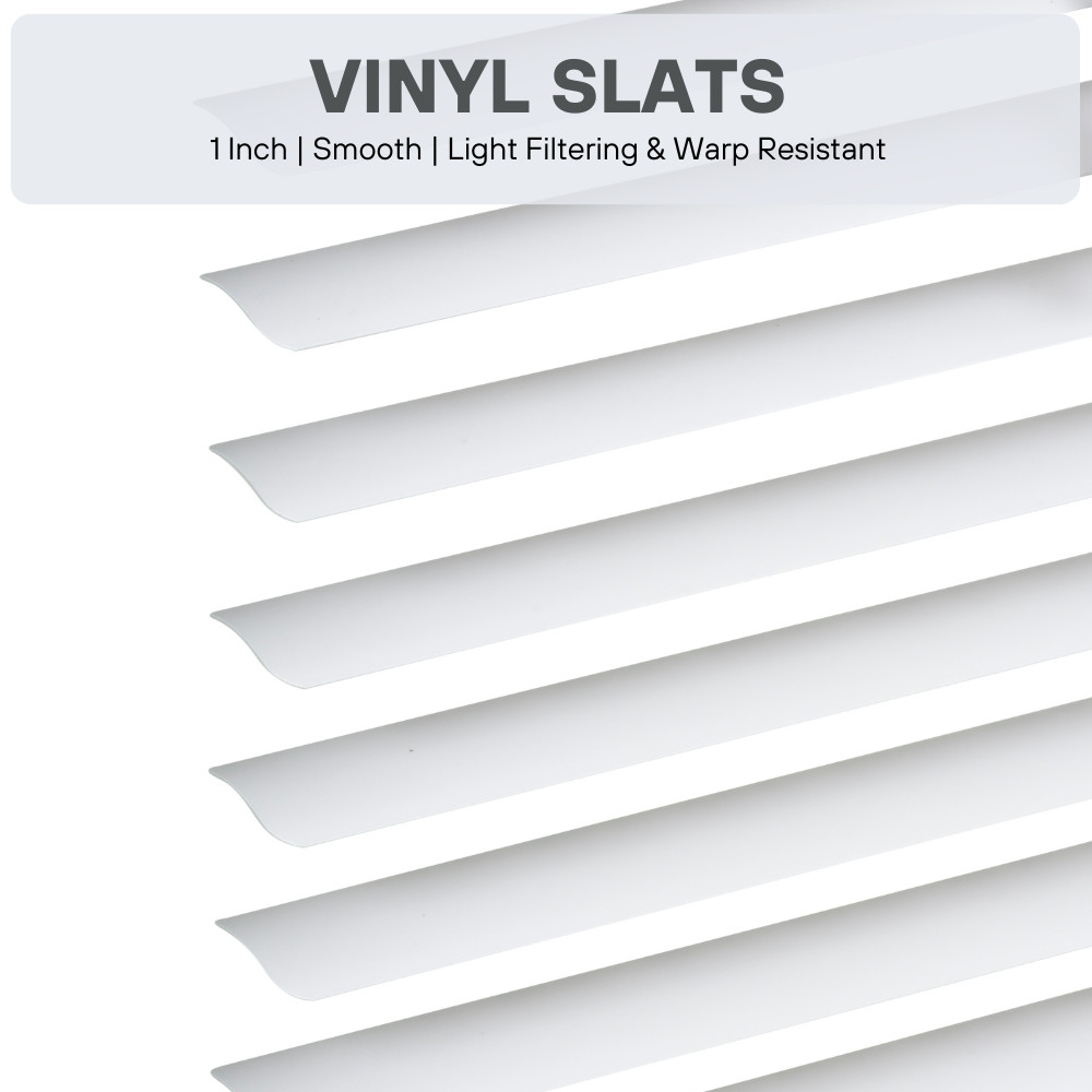 LOTUS & WINDOWARE Cordless Mini Blind, 1″ Vinyl Slats – Window Blinds for Hom…