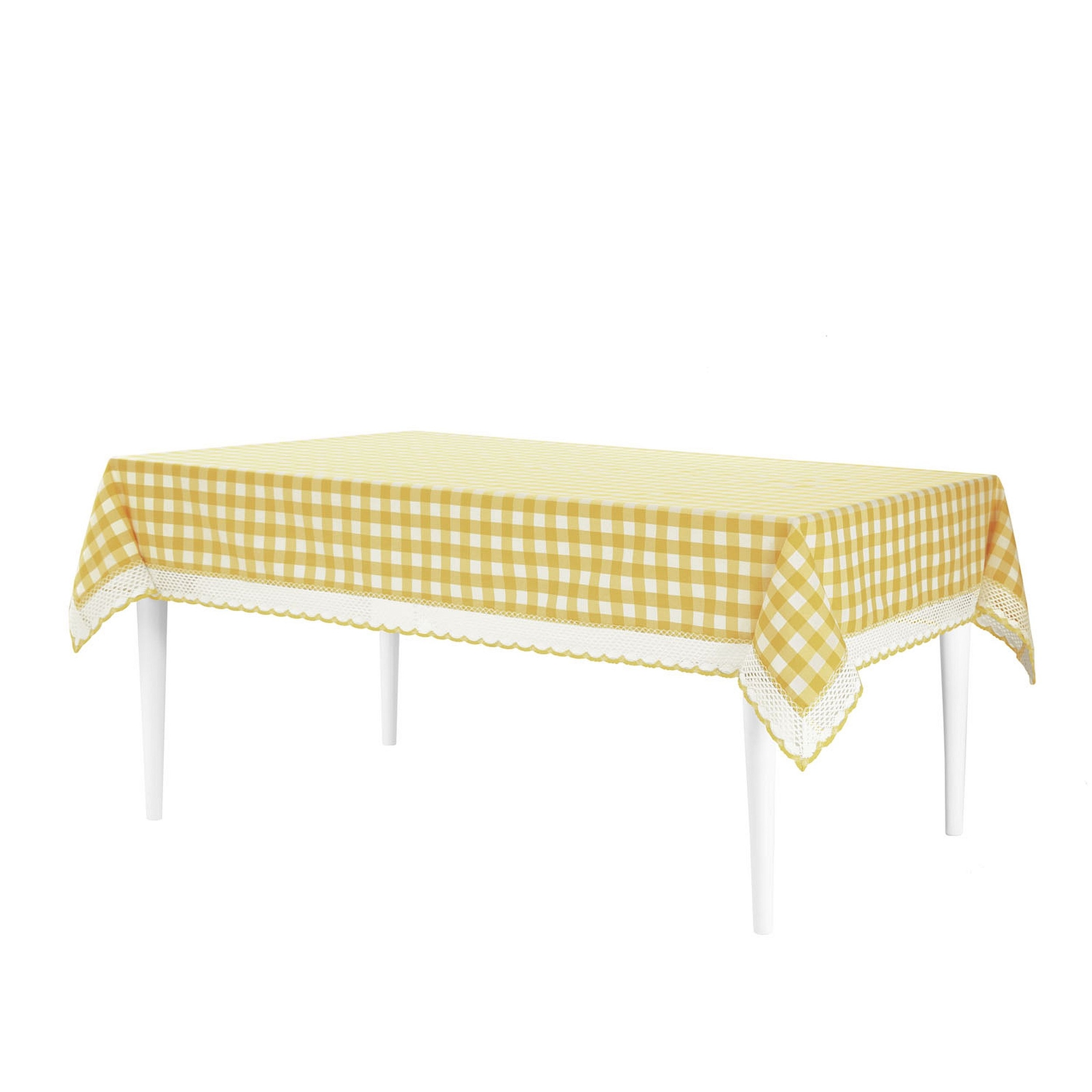 Yellow Checked Plaid Cotton Dining Table Cloth Cover for Dining Room, Kitchen