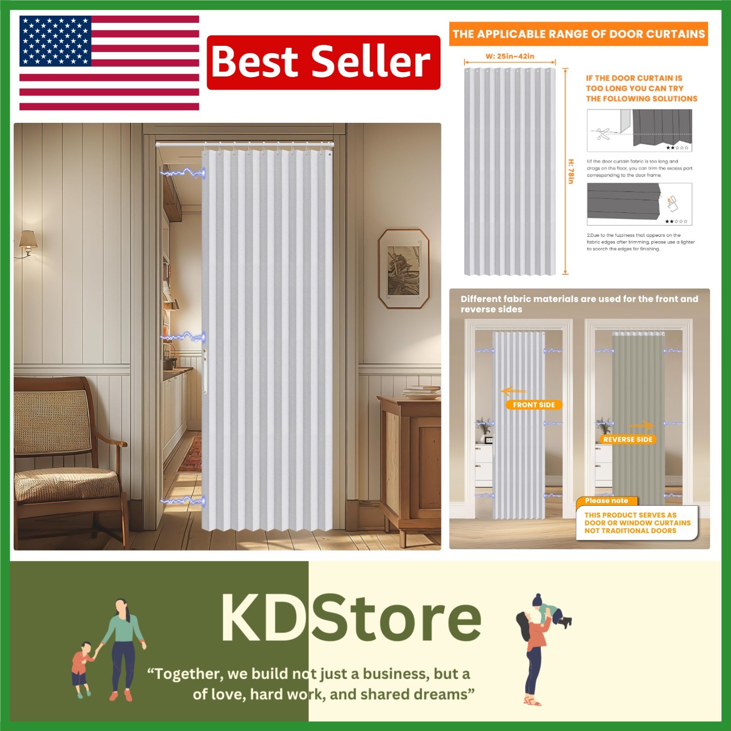 Blackout Magnetic Accordion Door for Interior Privacy & Light Control