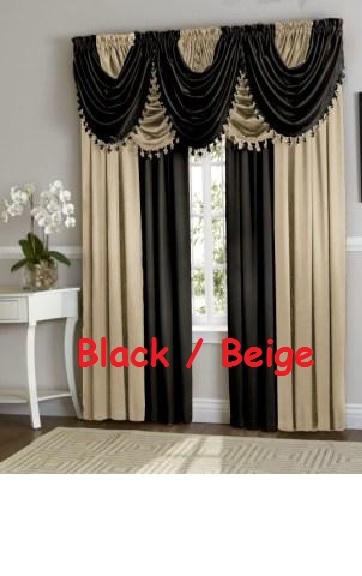 Luxurious Hyatt Window Curtain Panel or Waterfall valance assorted colors