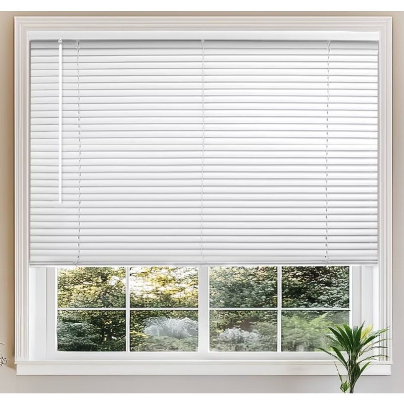 24″x36″ Chicology Light Filtering Vinyl Mini Blind White, Cordless, 1in Slats