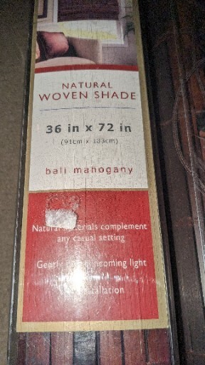 Modern Classics Natural Woven Shades Bali Mahogany 36″ By 72″ Very Heavily Made