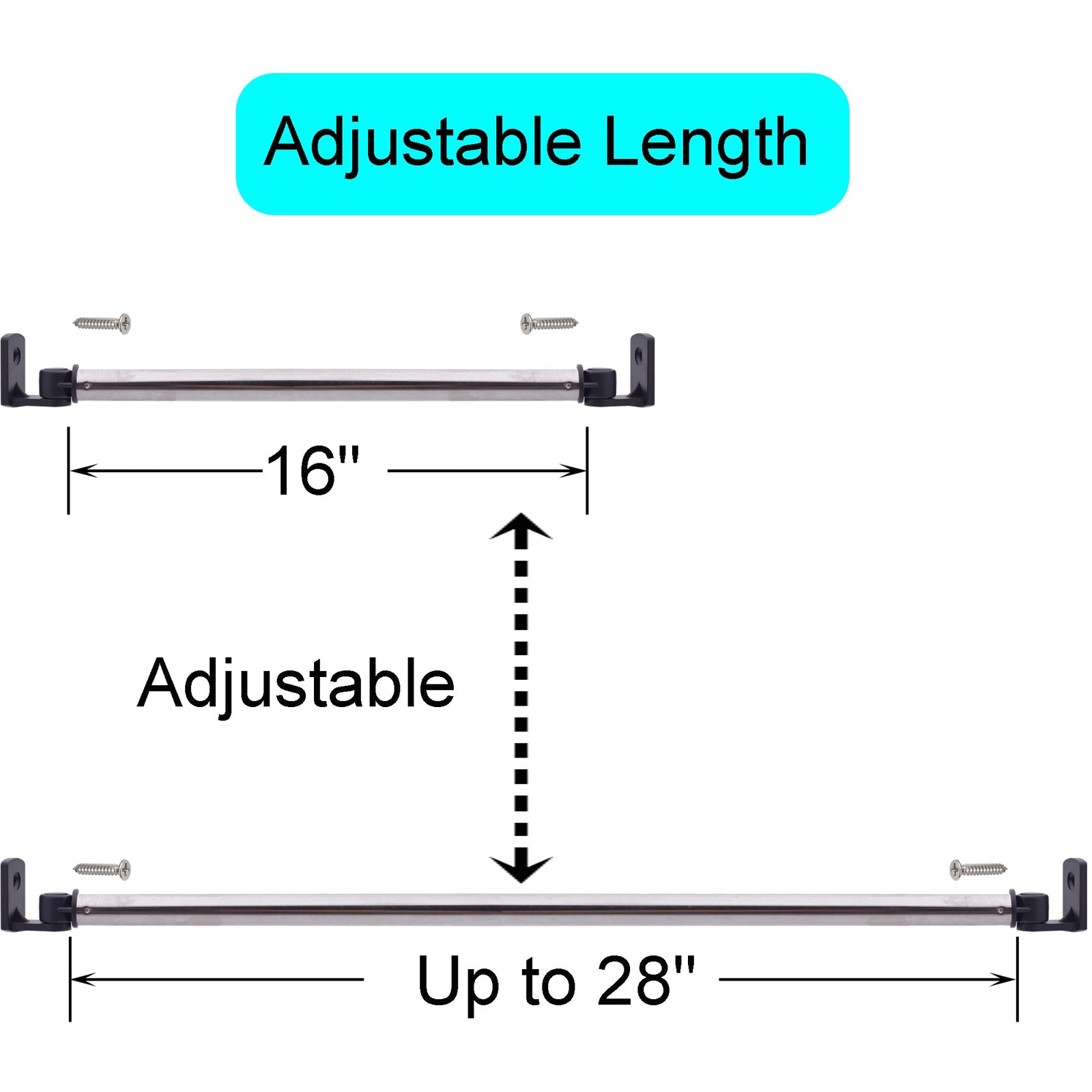 YYST Type A 16″ to 28″ Inside The Window Frame Curtain Rod 28 inches, Black-2