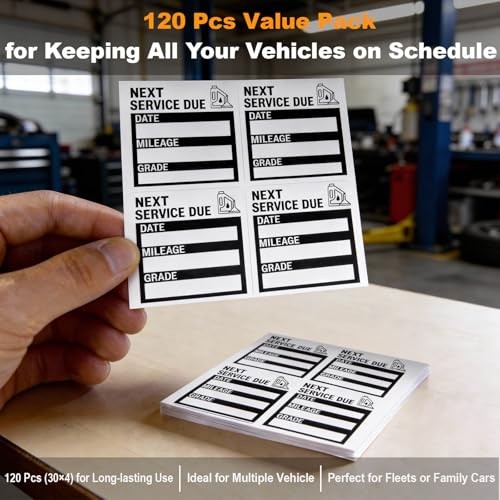 Static Cling Oil Change Stickers for Windshield, 120 Pcs 2×2 Inches No Glue No