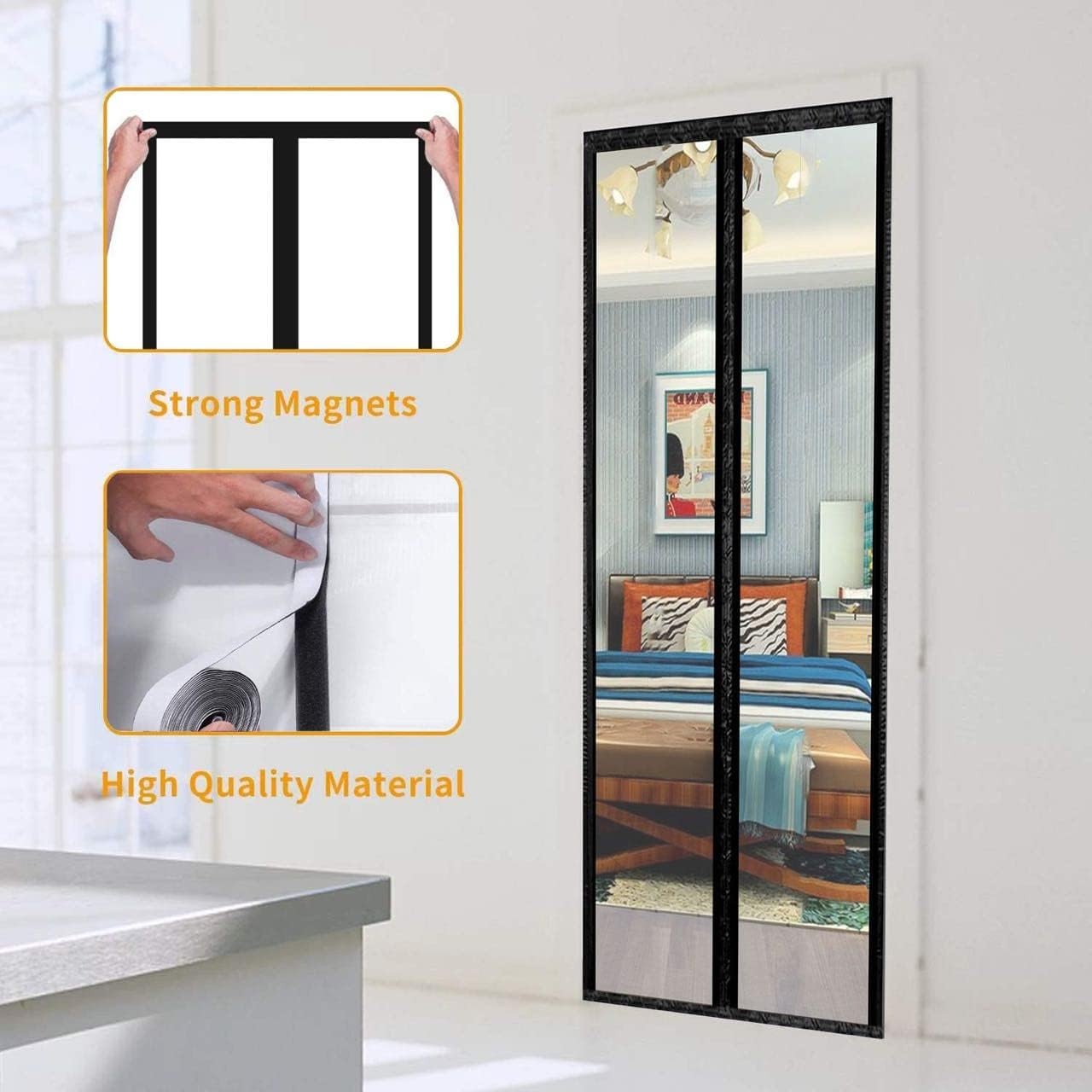 Transparent Insulated Door Curtain, Magnetic Thermal Door Cover Screen Door