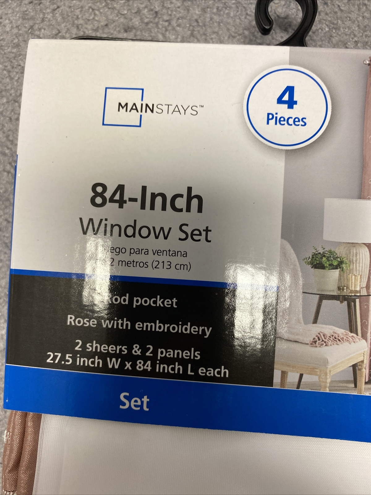 Mainstays 84-In Window Set With Rod Pocket Embroidery – Rose Fume