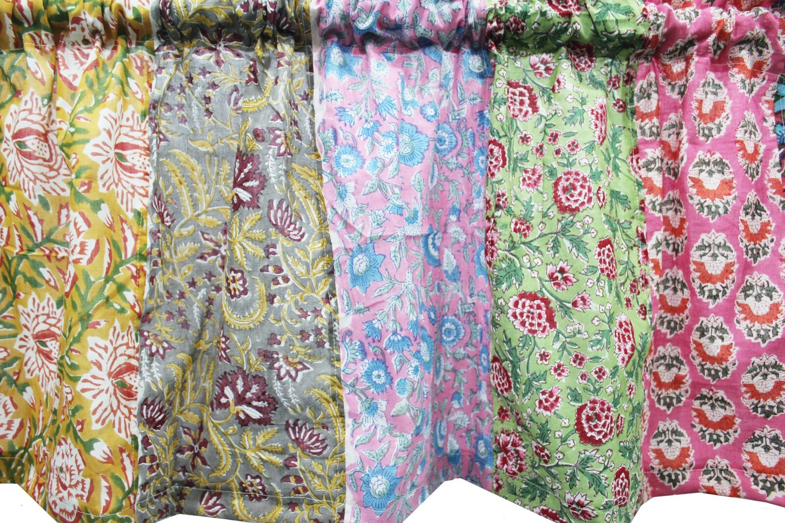 Patchwork Window Curtain Valance Multicolour Floral Rod Pocket Boho Home Décor