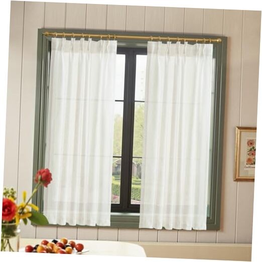 Pinch Pleated Linen Blend Curtains 38″W x 54″L (Pack of 2) Pinch Pleated White