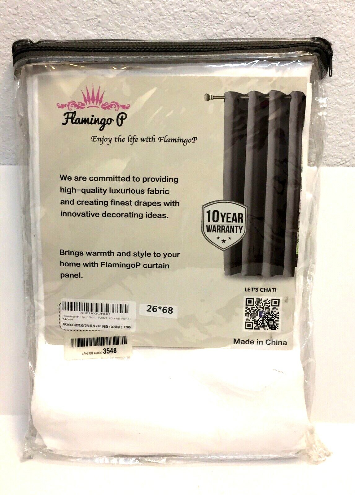 Flamingo P One Panel Curtain 68” x 26” White