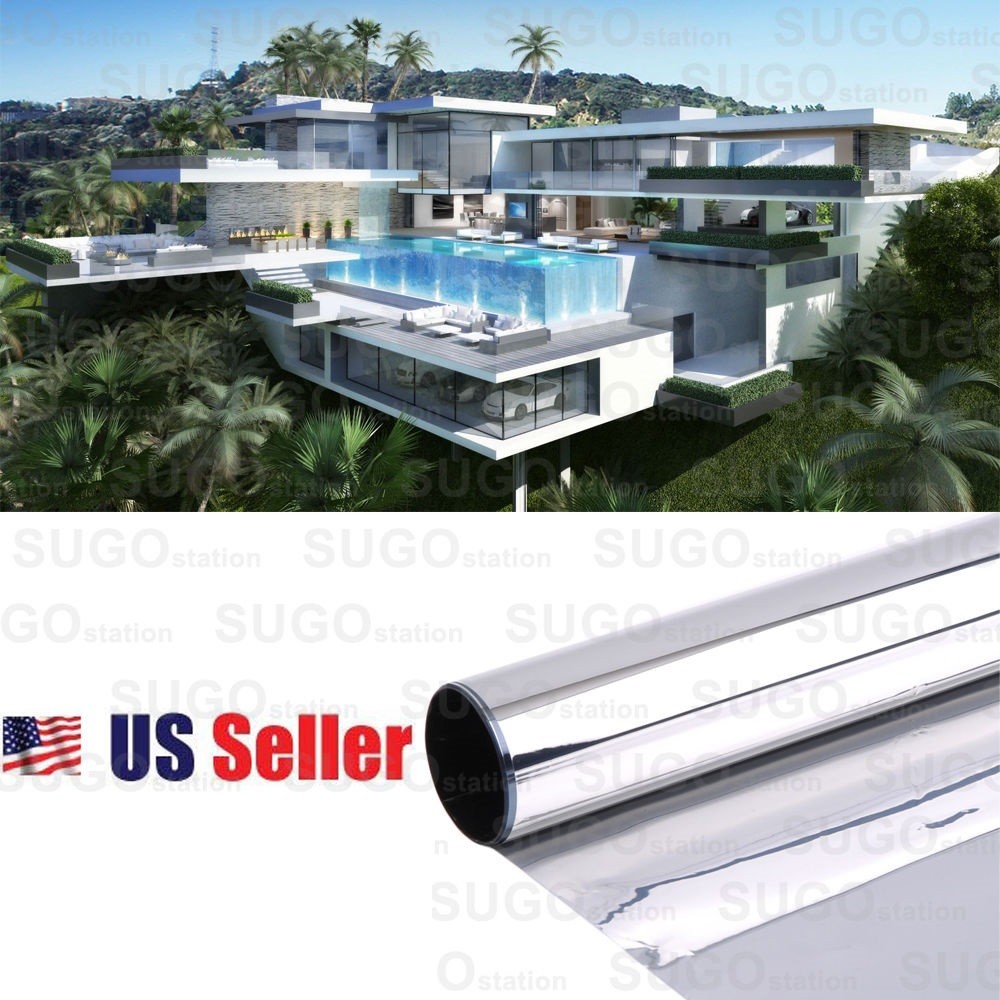 2FT x 24FT One Way Mirror Privacy Reflection Window Tint Film Reduce Heat 5%
