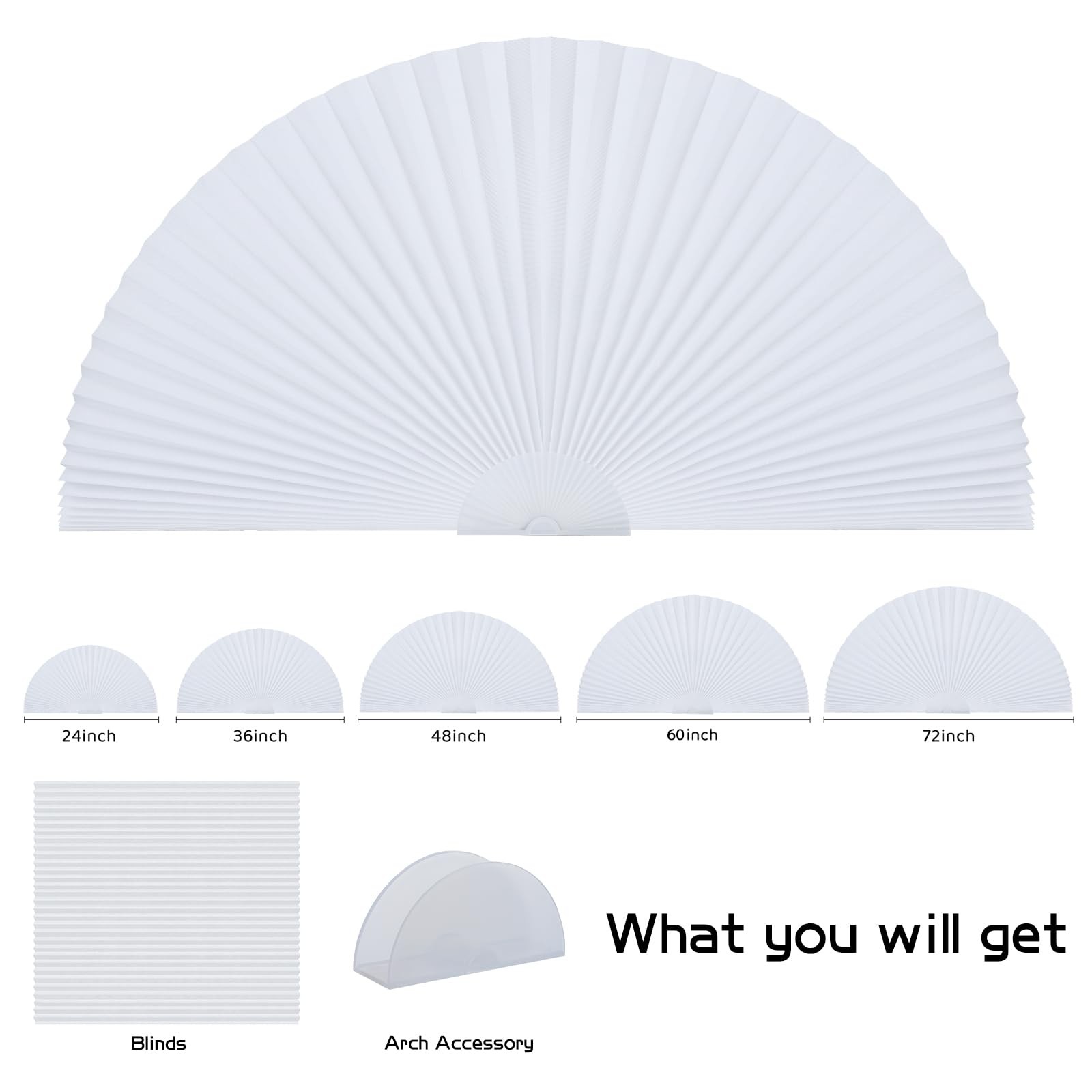 Arch Window Shade Curtains Half Circle Moon Pleated Fabric Blinds Semi Circle