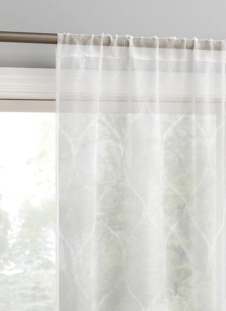 Lichtenberg Portside Embroidered Trellis Sheer Curtain 52”x 96” each – 2 Pack