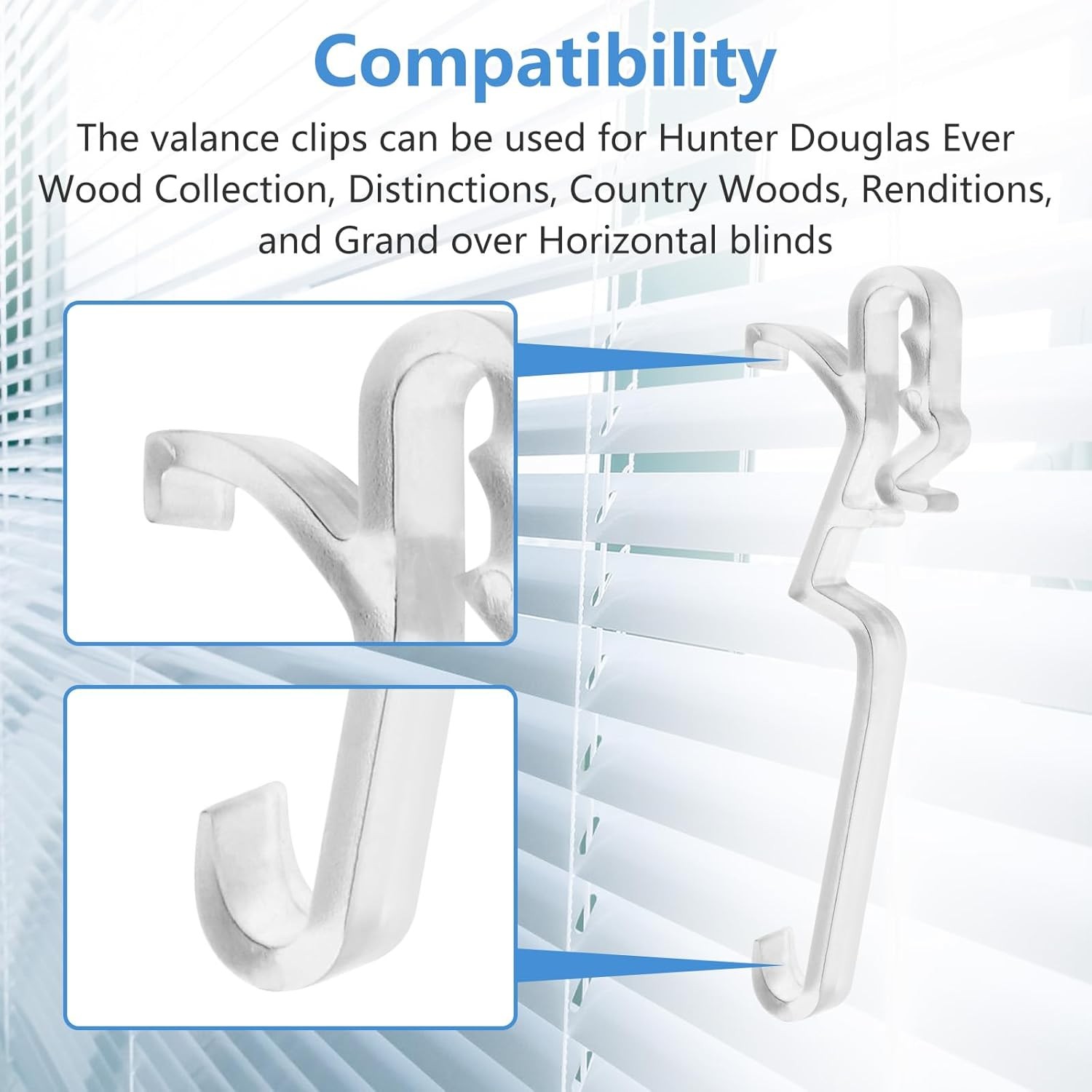 Clips for Hunter Douglas Blinds, 12Pcs Clear 2.5 Inch Long, Transparent