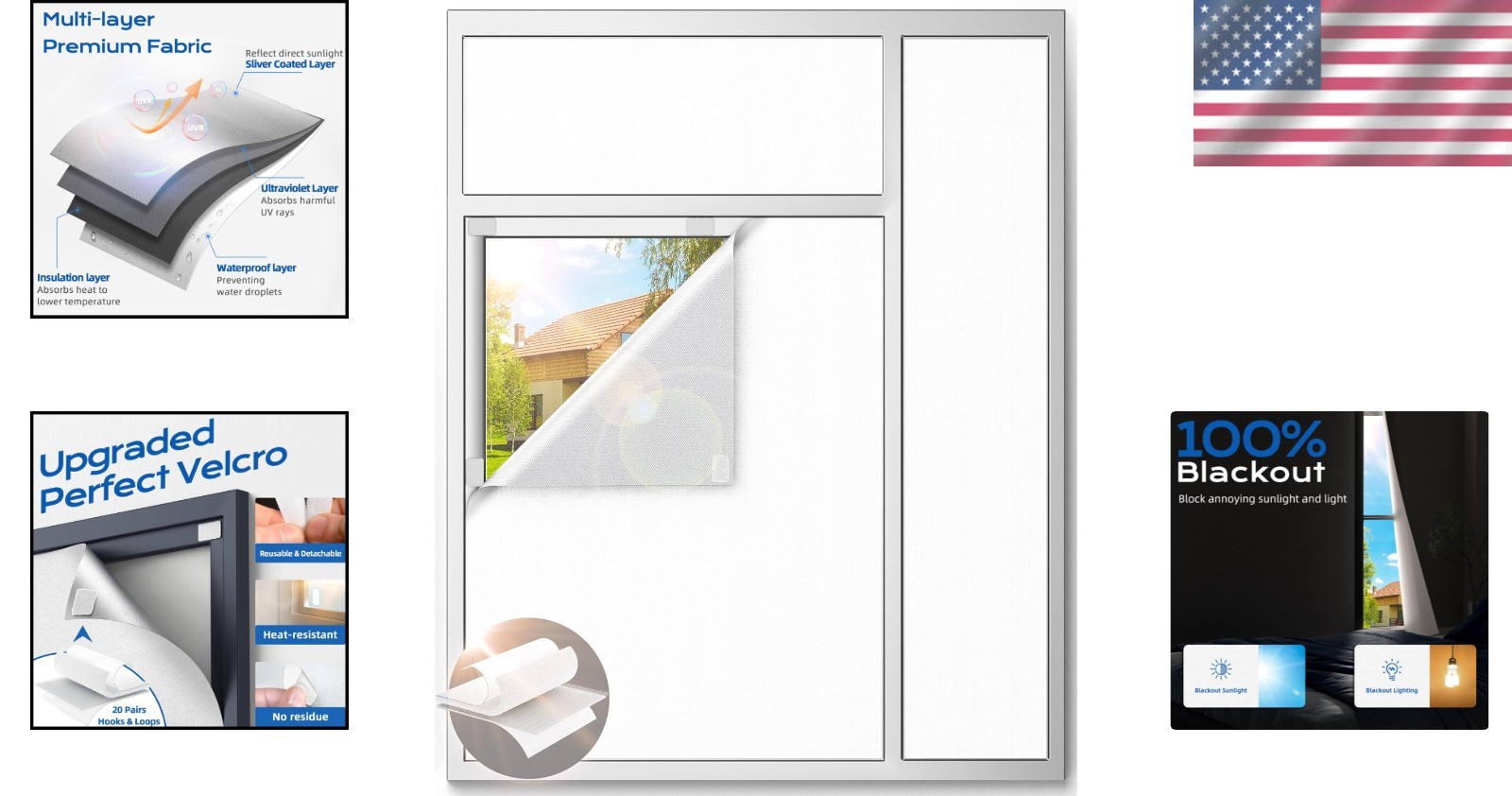 Customizable 100″x58″ Blackout Shades for Nurseries & Bedrooms – 20 Hook Set