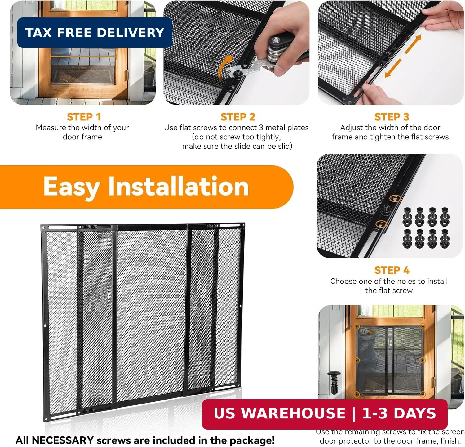 RVZONE Premium RV Screen Door Protector Adjusts from 21.5″- 35″, Lightweight RV