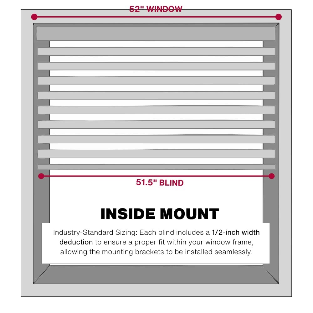 LOTUS & WINDOWARE Cordless Mini Blind, 1″ Vinyl Slats, 52″ Wide x 64″ Long – …