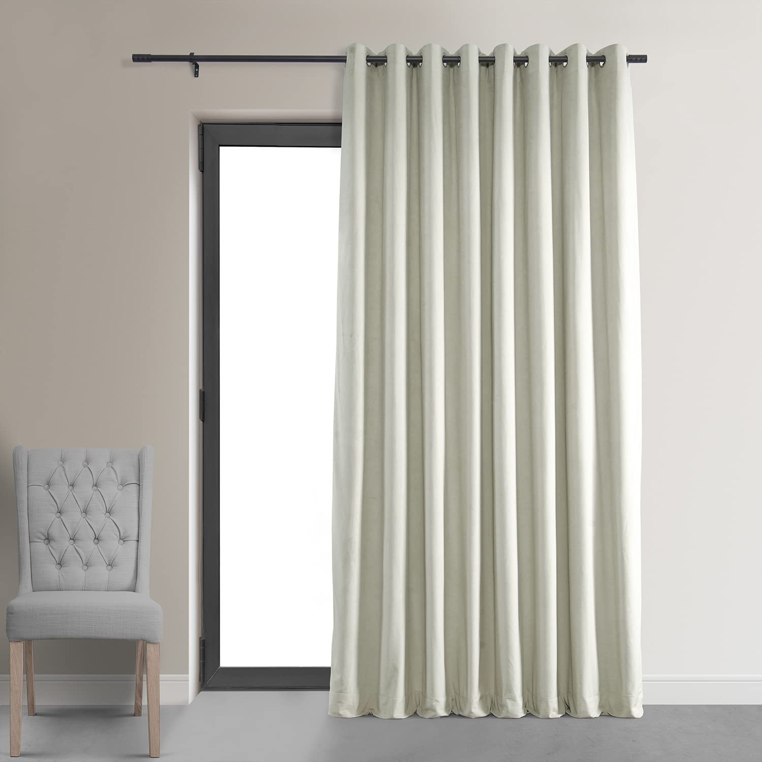 Extra Wide Grommet Blackout Velvet Curtains 120 Inches Long Heat & Full Light…