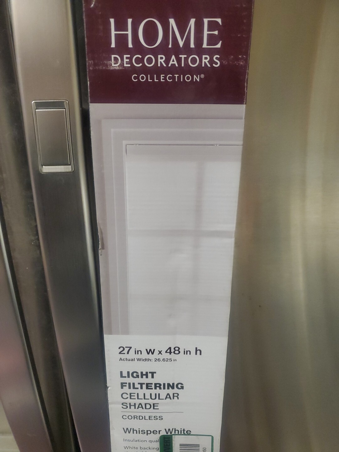 27″ X 48″ NEW Home Decorators Light Filtering Polyester Cell Shade Whisper White