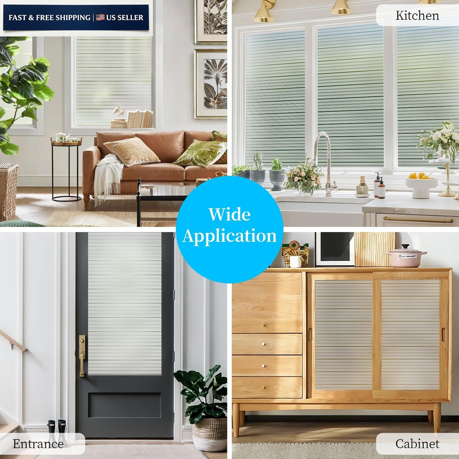 Niviy Reeded Window Privacy Film with Installation 17.7″ x 78.7″, White