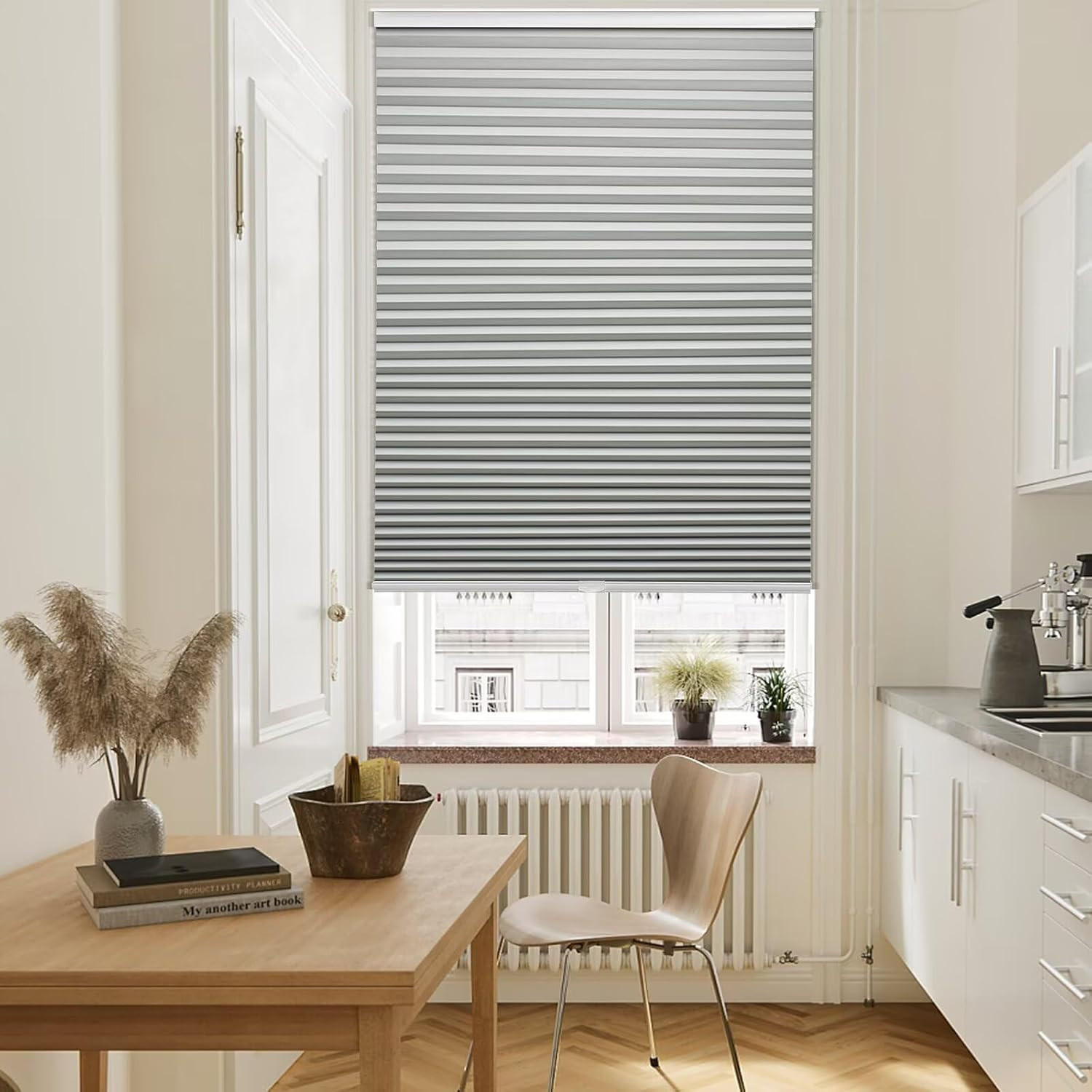 Cordless Blackout Honeycomb Shades, Thermal Insulated, 55″ W X 72″ H, Grey